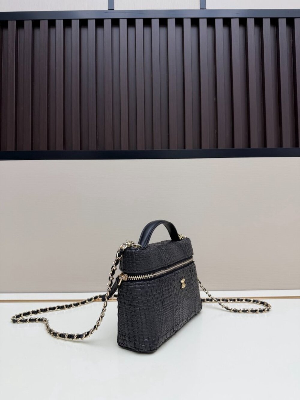 Chanel Classic Long Vanity With Chain Braided Raffia & Gold - Picture 2 of 7